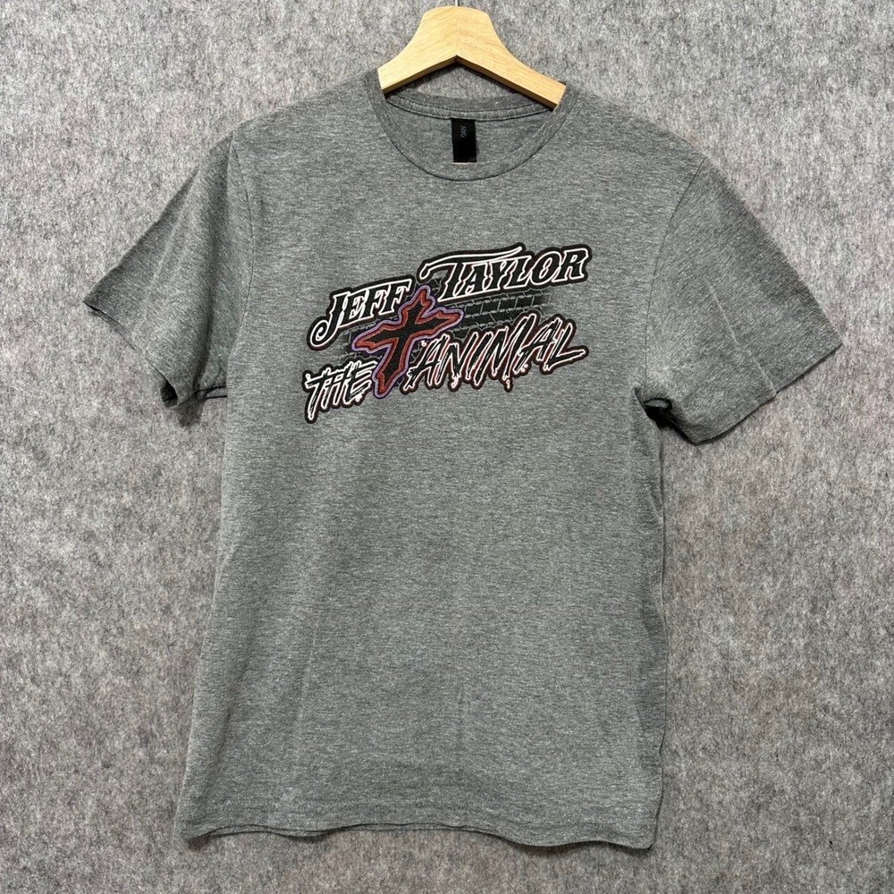 Jeff Taylor The Animal Racing Graphic T Shirt Womens Size S Grey Short Sleeve